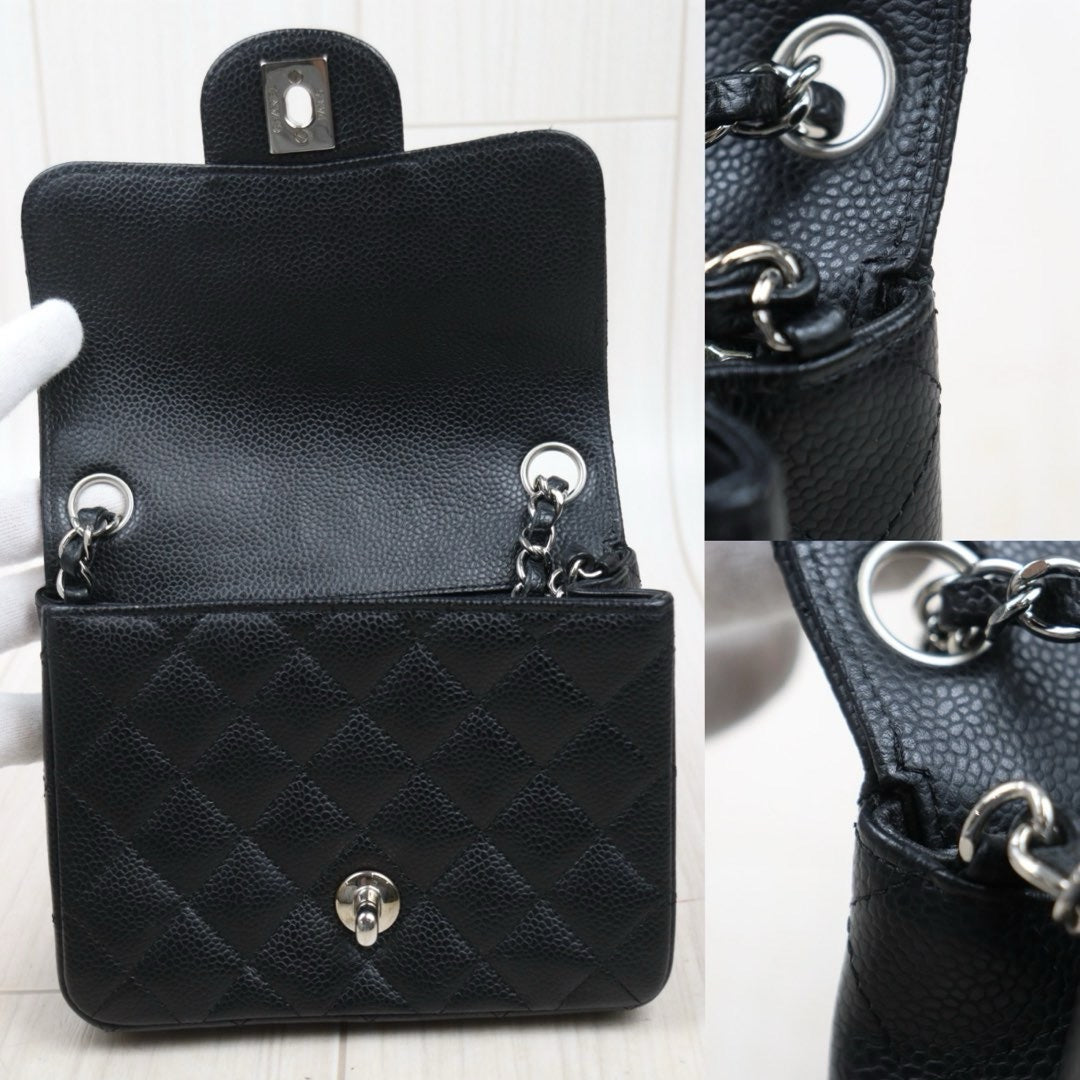 Very Good ( Rank A)｜ CHANEL  Matrasse Caviar Skin 17 Black Shoulder Bag Made In 2006～2008Year ｜S24121401