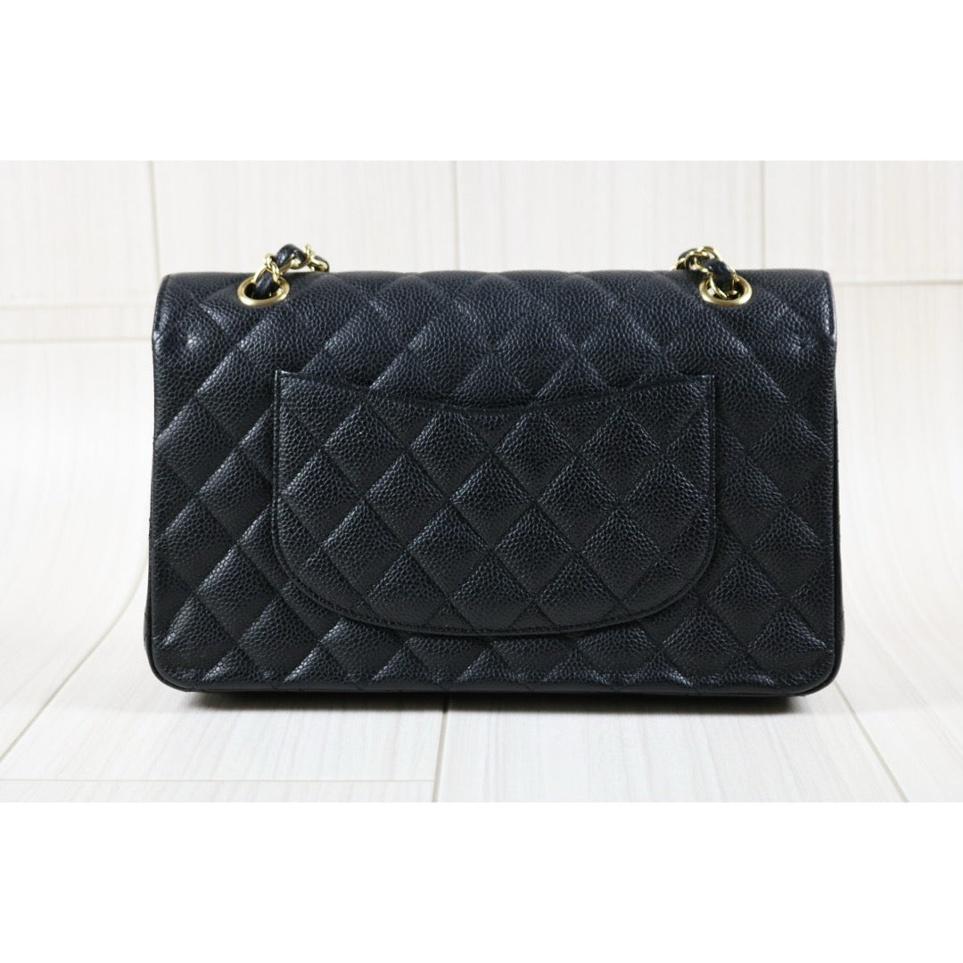 Rank AB ｜ CHANEL Caviar Skin Matrasse Double Flap 25 Shoulder Bag Black ｜S24031806