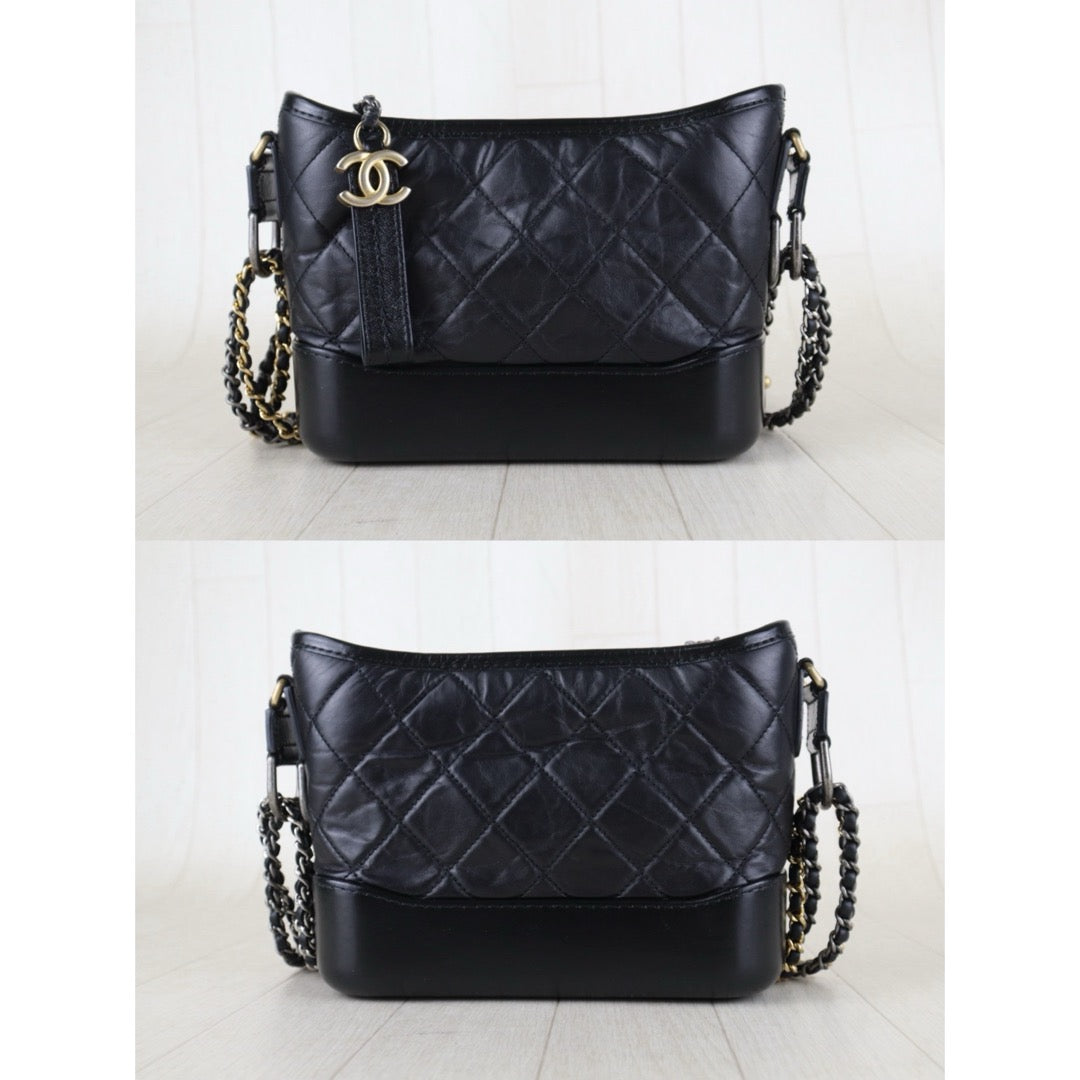 Include Entrupy Certificate of Authenticity｜Good ( Rank AB) ｜CHANEL PM Gabrielle Calf Leather Shoulder Bag Black Made In 2018Year｜S26073113