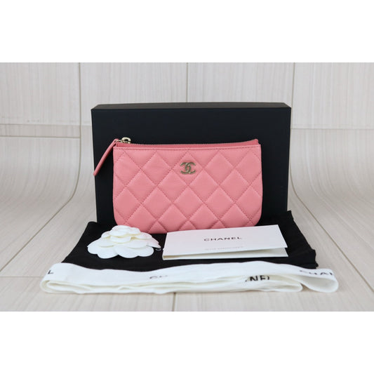 Excellent(Rank SA)|CHANEL Caviar Skin Leather Calf Leather Card Holder Pink IC Chips Model|S25042304