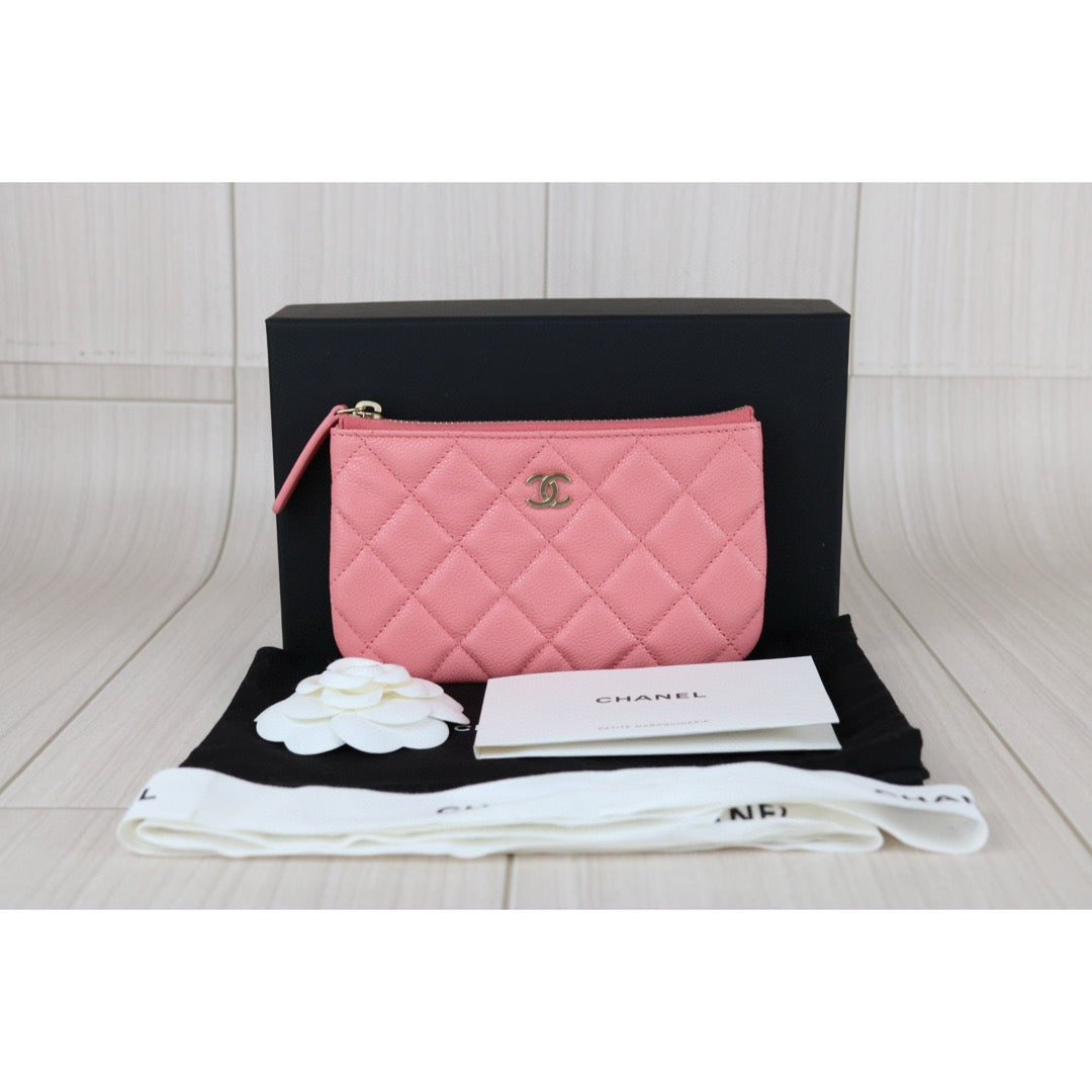 Excellent（Rank SA）｜CHANEL Caviar Skin  Leather Calf Leather Card Holder Pink IC Chips Model｜S25042304