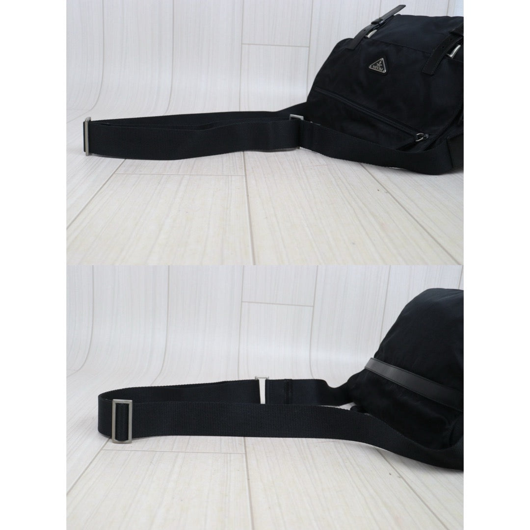 Good ( Rank AB) ｜Prada  Nylon ShoulderBag MM Black Silver Hardware｜25090804