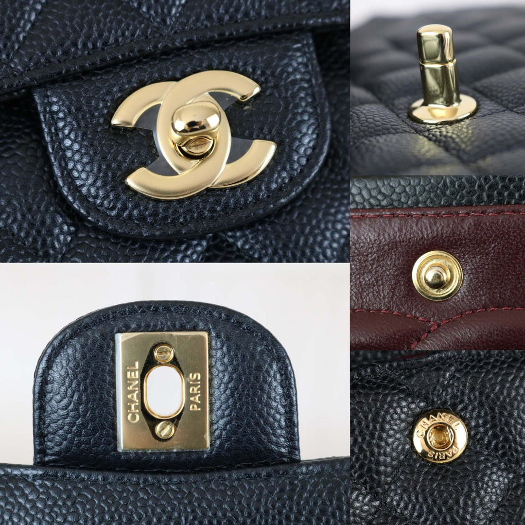 Excellent（Rank SA）｜   CHANEL Caviar Skin  Matrasse Double Flap 25 Shoulder Bag Black Made In 2014-2015Year｜S26030601