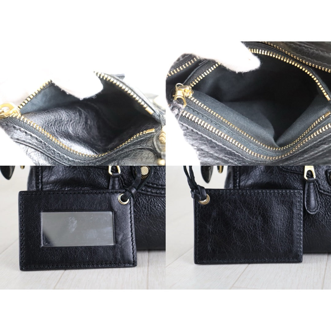 Very Good ( Rank A)｜Balenciaga Goatskin  Edge Classic City PM Black HandBag Shoulder Bag Current Model ｜S26020401