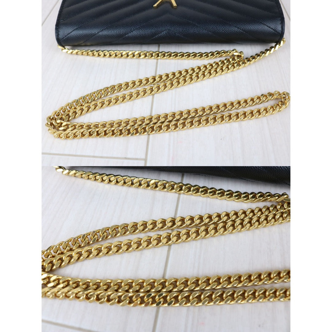 Include Entrupy Certificate of Authenticity｜Very Good ( Rank A)｜  Saint Laurent YSL Caviar Skin Shoulder Bag Black MM｜S26052501