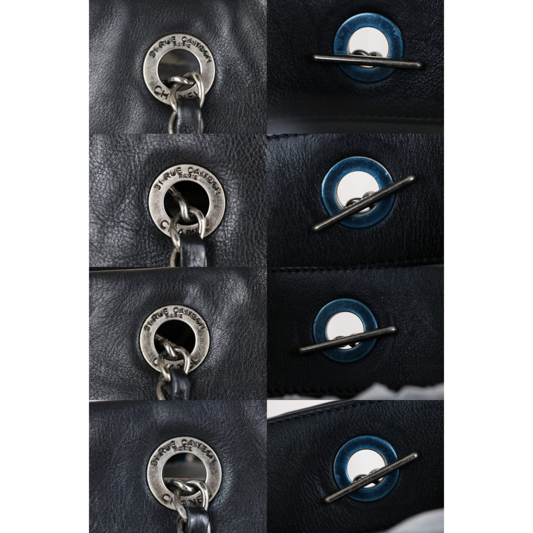 Include Entrupy Certificate of Authenticity｜Good ( Rank AB) ｜CHANEL Calf Leather Chain Tote Shoulder Bag Black Made in 2013-2014Year｜S26011102