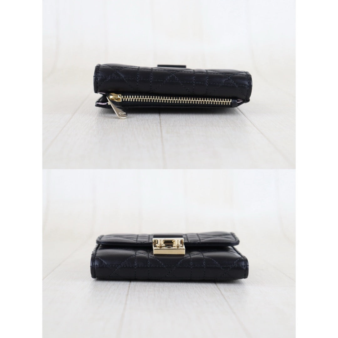 Excellent（Rank SA）｜ Dior Lady Dior Lamb Skin Black Wallet｜S26022618