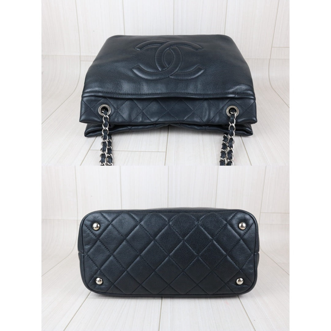 Include Entrupy Certificate of Authenticity｜Good ( Rank AB)｜ CHANEL Matrasse Caviar Skin Black  Chain Tote Bag Made In 2010-2011Year｜X26051805