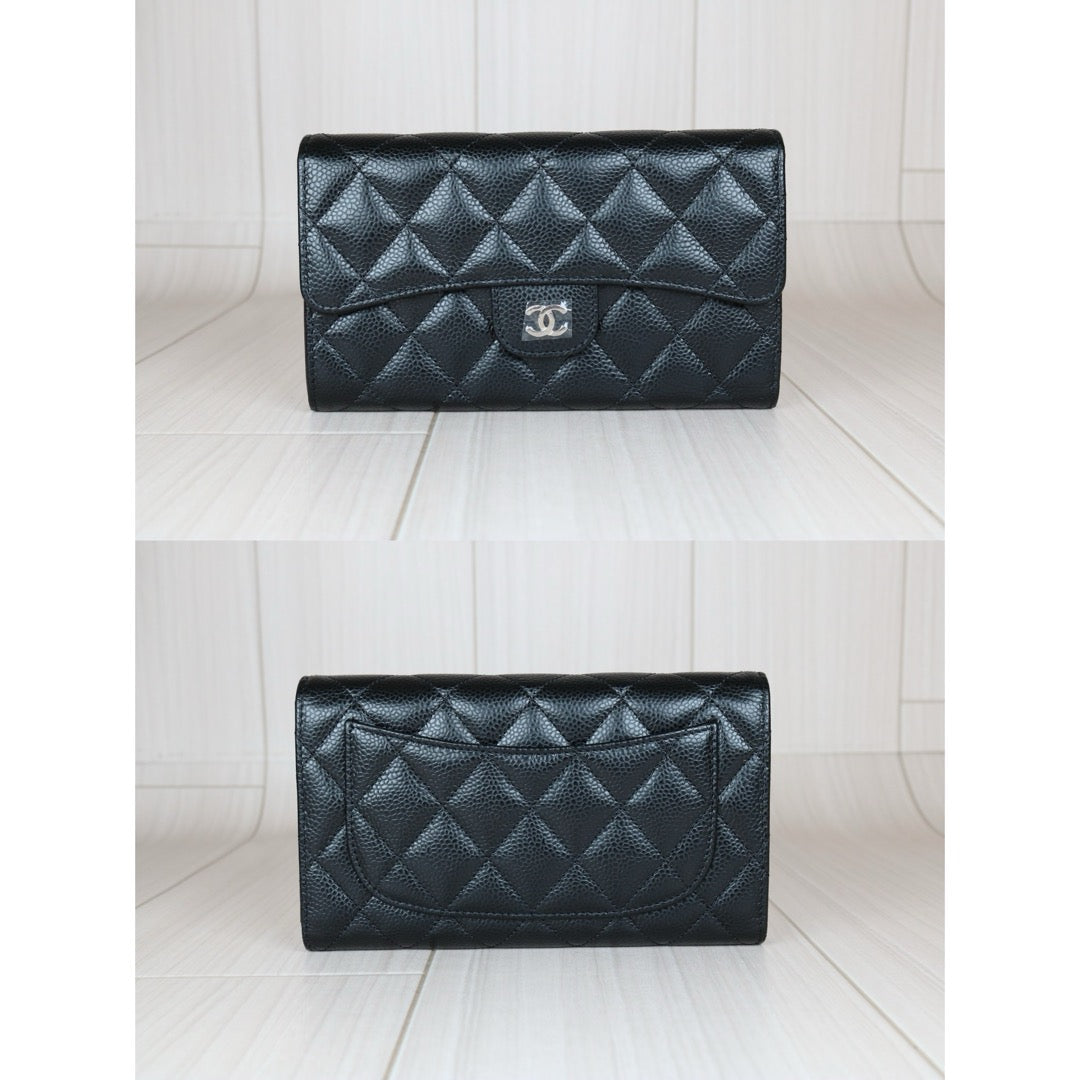 Excellent（Rank SA）｜CHANEL Caviar Skin Black Long Wallet｜S24090301