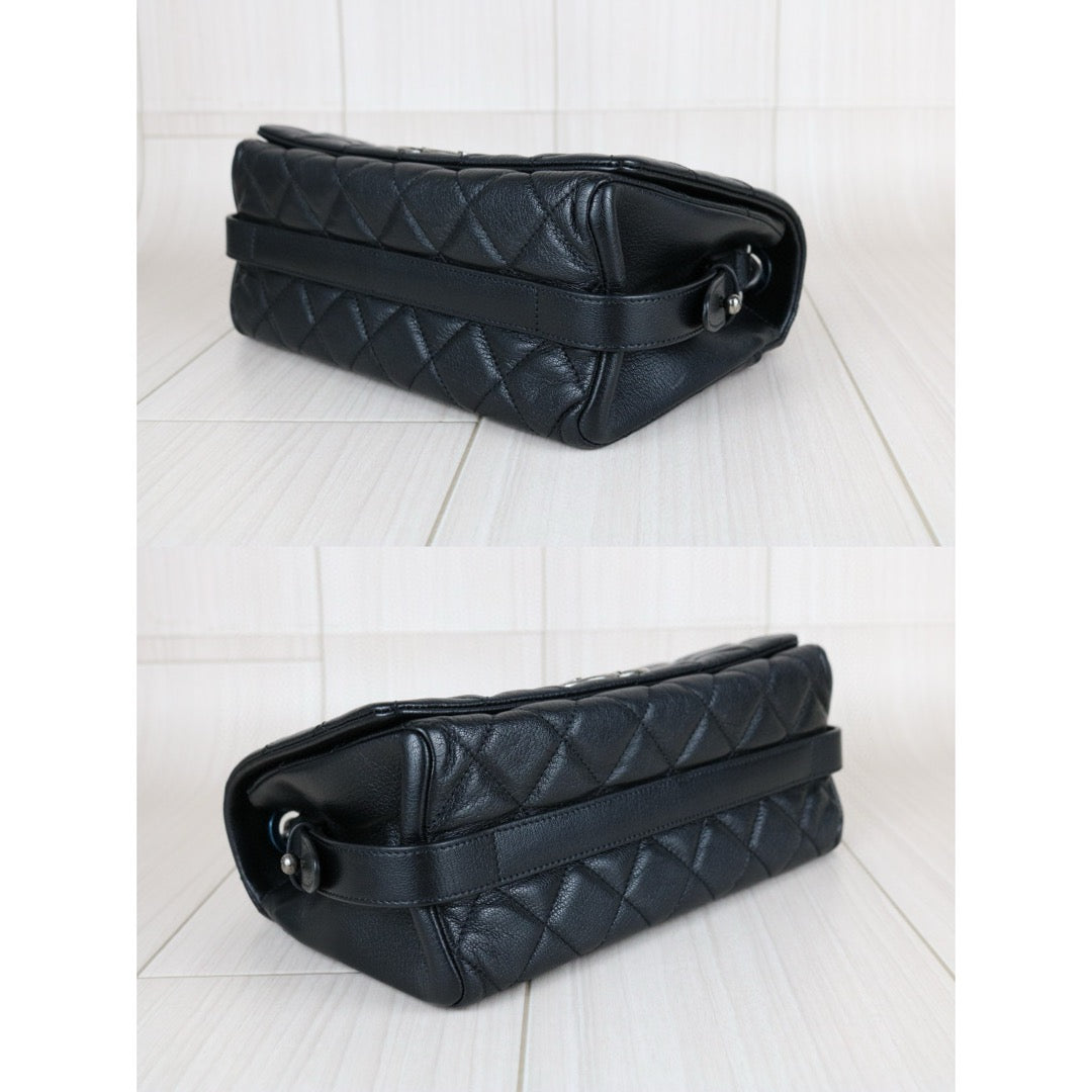 Very Good ( Rank A)｜ CHANEL City Rock Goatskin Single Flap Chain Shoulder Bag Black Made In 2015-2016 Year｜X25041402