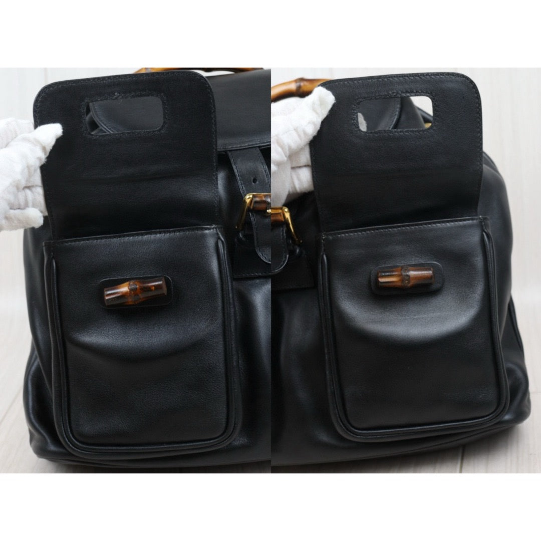 Very Good ( Rank A) ｜GUCCI Bamboo Leather GM Backpack Back｜24103112