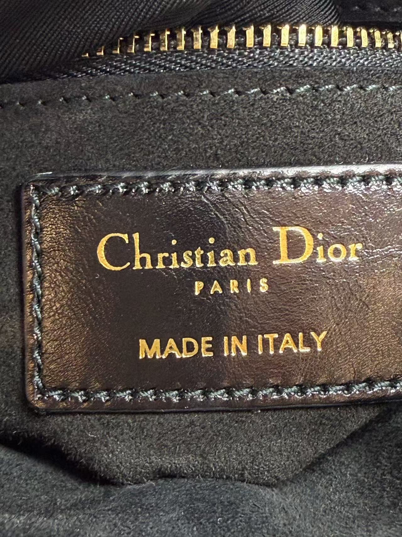 Dior Small Lady Dior Cafe Skin 2WAY Shoulder Bag Handbag Black