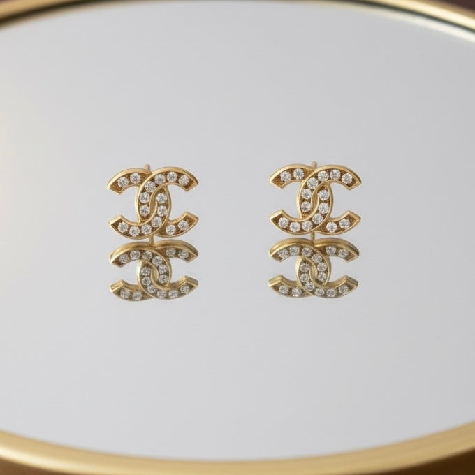 Include Authentic Detective Certificate of Authenticity｜Very Good ( Rank A) ｜CHANEL A21C COCO Mark Rhinestone Earrings Made In 2021 Year｜S26062503