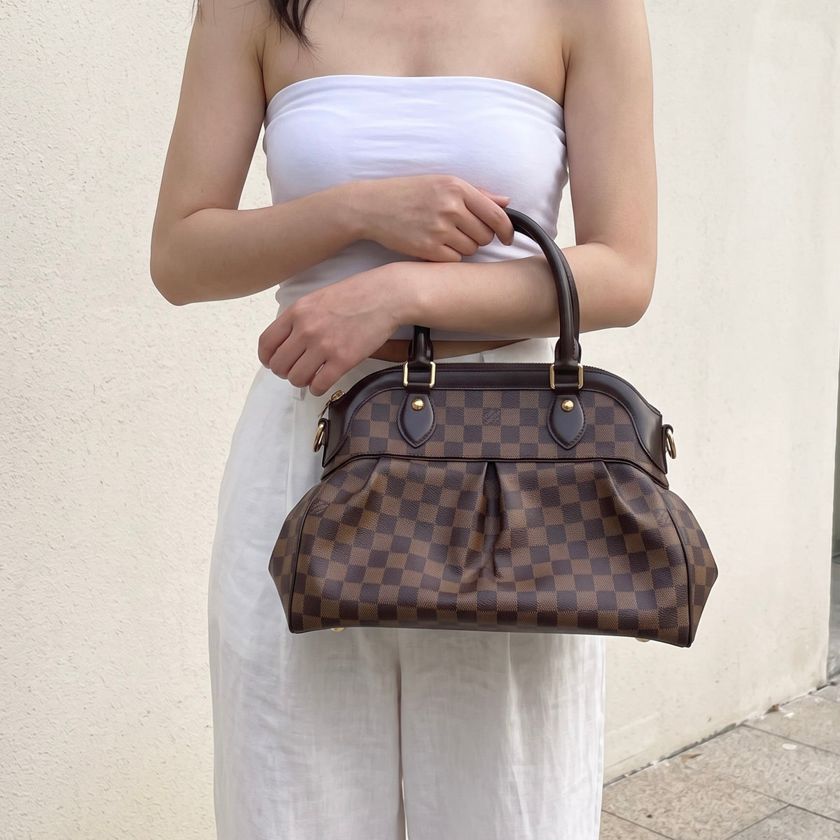 Include Entrupy Certificate of Authenticity｜Good ( Rank AB)｜ Louis Vuitton Damier Trevi PM Hand Bag With Shoulder Strap｜Z26091609