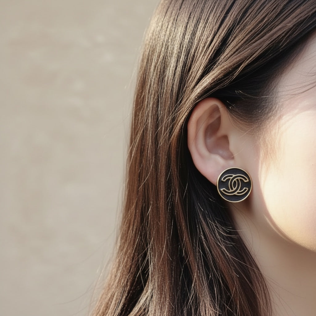 Include Authentic Detective Certificate of Authenticity｜Very Good ( Rank A) ｜CHANEL 03P Coco Mark Golden Earrings Made In 2003 Year ｜26052102