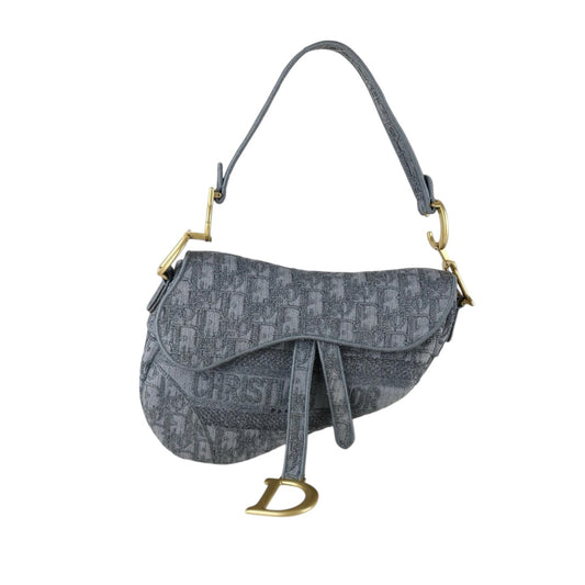 Very Good ( Rank A) ｜Dior Trotter Saddle Obique Gray Shoulder Bag Medium｜S25103005