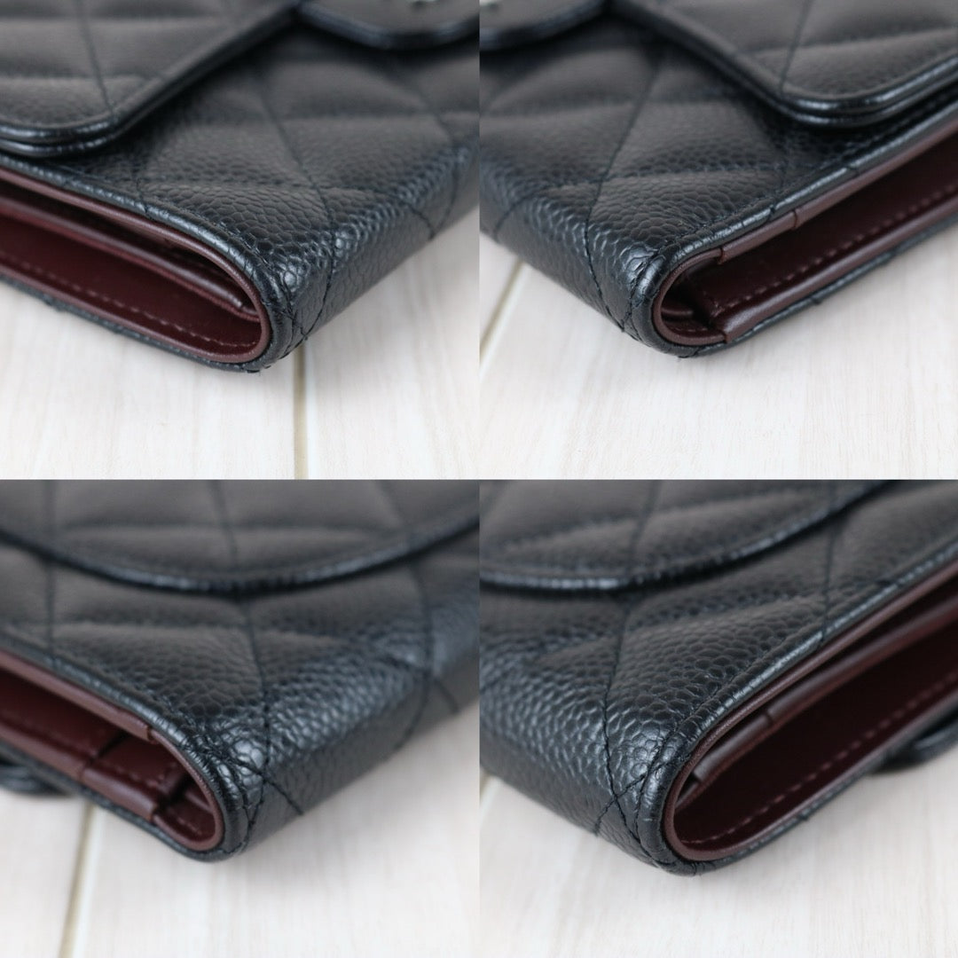 Include Entrupy Certificate of Authenticity｜Very Good ( Rank A)｜CHANEL Caviar Skin Black Long Wallet Made In 2016-2017Year｜X26041306