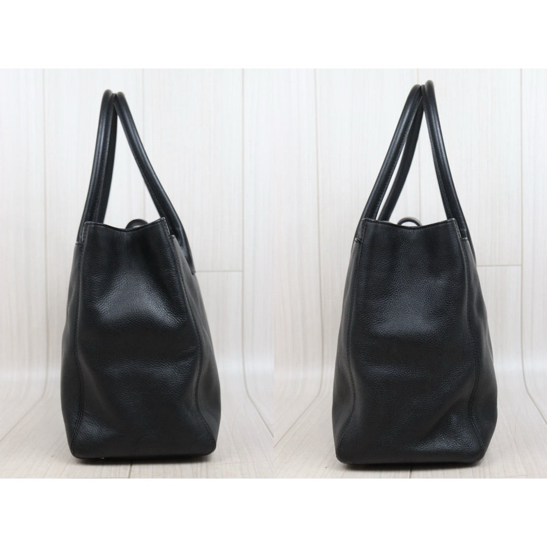 Good ( Rank AB) ｜CHANEL Calf Leather Cerf Tote Shoulder Bag Black Made in 2008-2009Year｜25090401