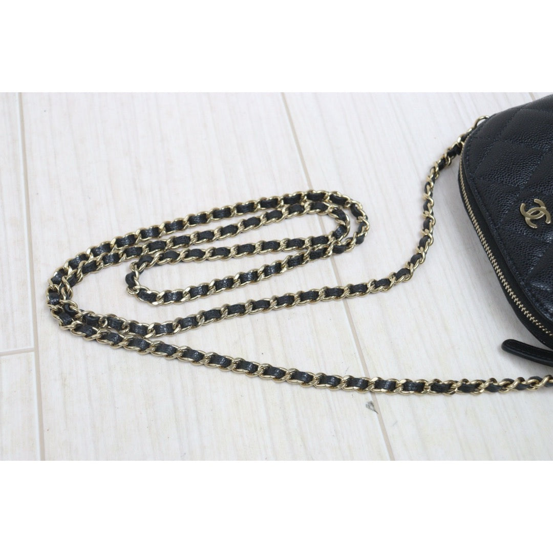 Include Entrupy Certificate of Authenticity｜Very Good（Rank A）｜CHANEL Caviar Skin Vanity Case Chain Bag  IC Chips Model｜S26080621