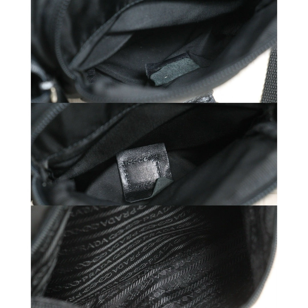 Include Entrupy Certificate of Authenticity｜Good ( Rank AB) ｜Prada  Nylon Black Shoulder Bag  Silver Hardware｜26082602