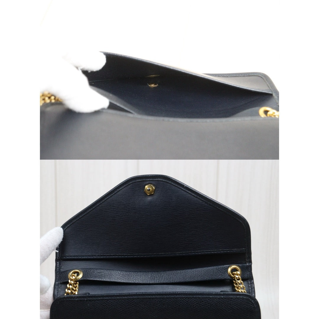 Include Entrupy Certificate of Authenticity｜Very Good ( Rank A)｜ Dior  Vintage Chain Shoulder Bag Navy Blue｜26042302