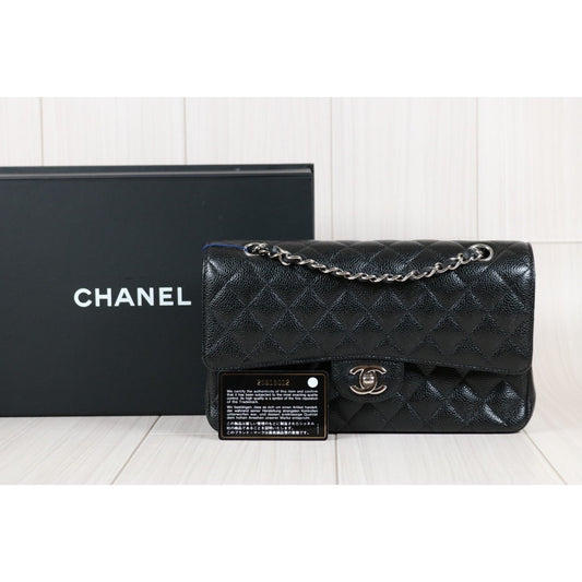 Rank SA| CHANEL Caviar Skin Matrasse Double Flap 25 Shoulder Bag Black Made In 2018 Year |S24050601