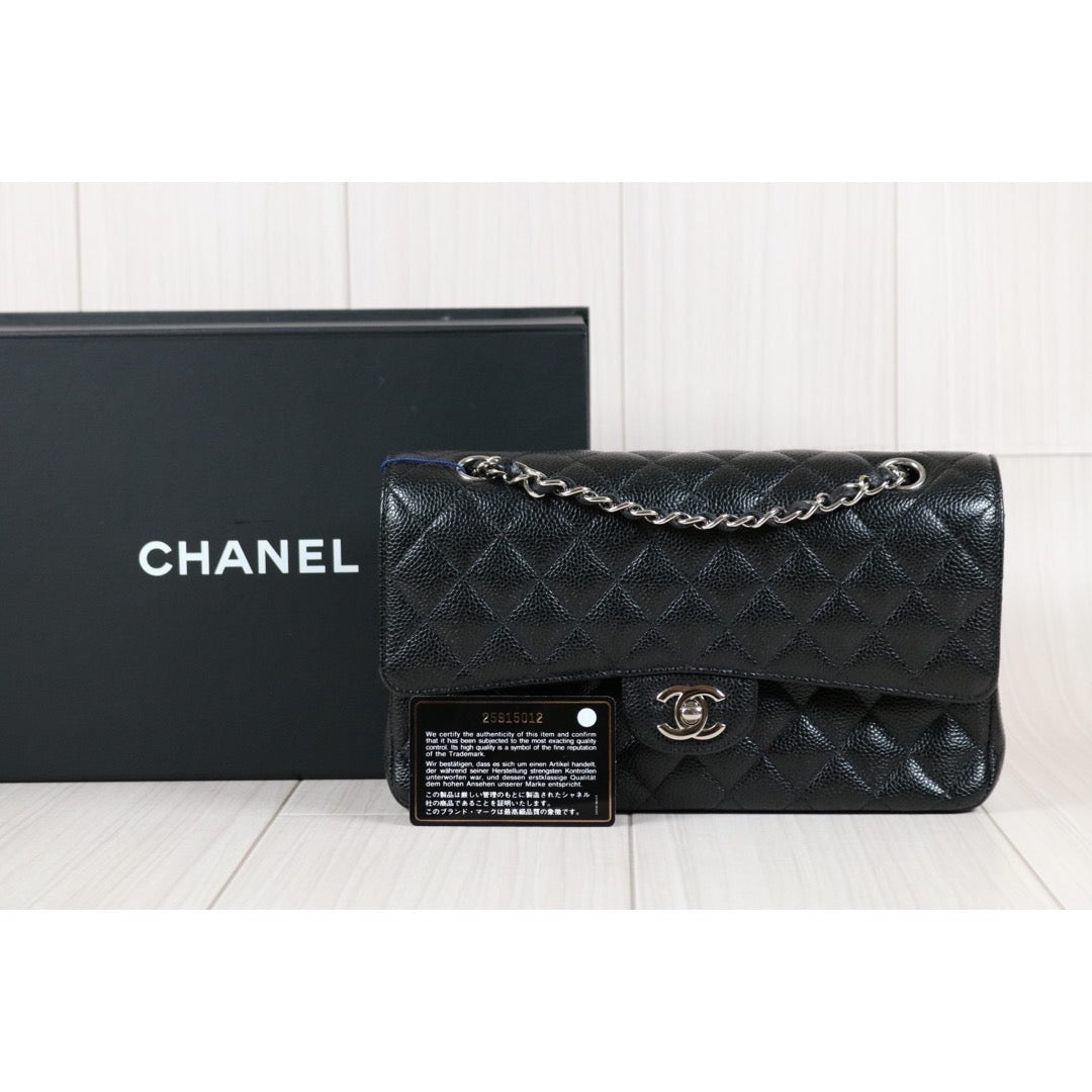 Rank SA｜ CHANEL Caviar Skin Matrasse Double Flap 25 Shoulder Bag Black Made In 2018 Year  ｜S24050601