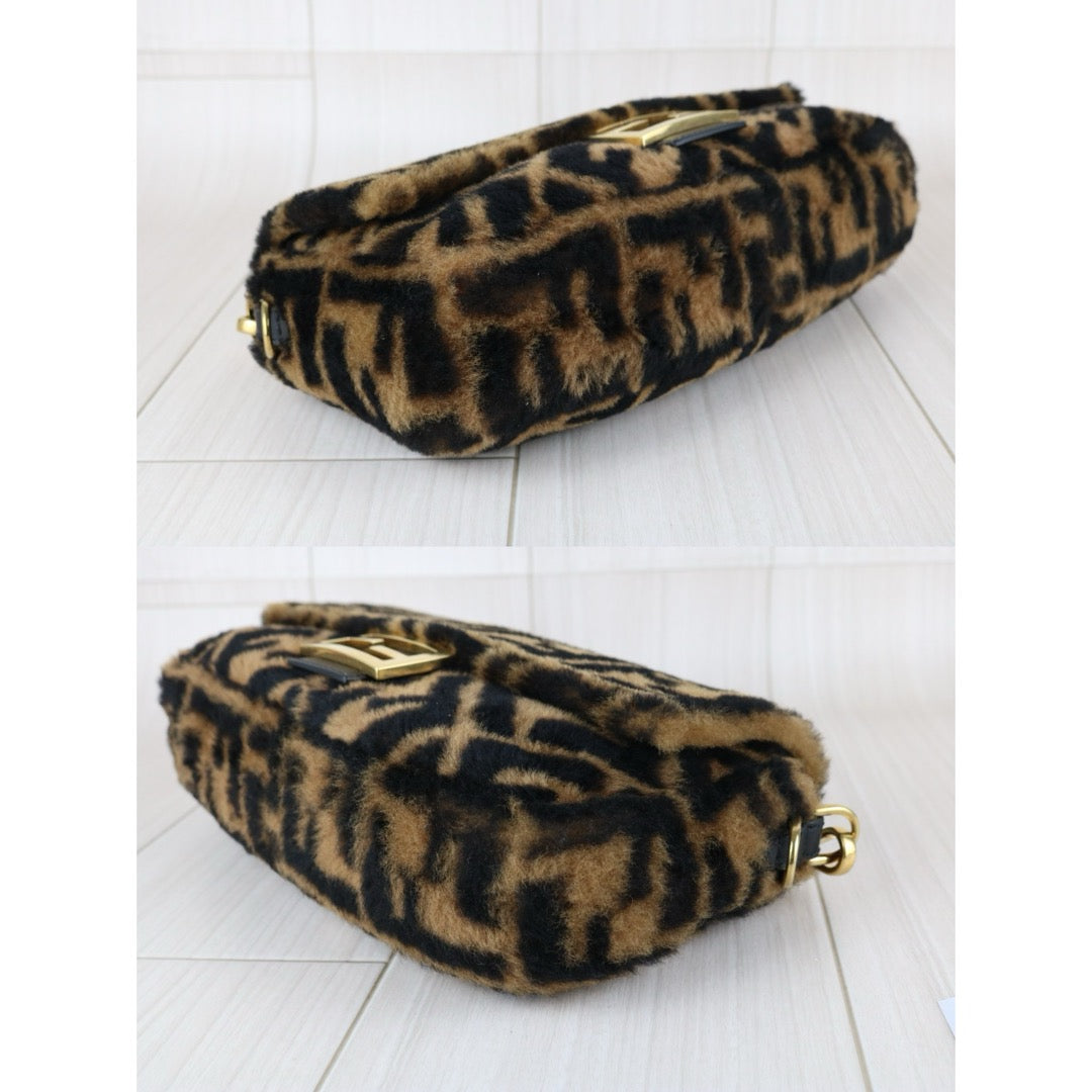 Very Good ( Rank A)｜ FENDI Zucca Mamma Baguette Sheep Skin Brown Shoulder Bag｜S25110320