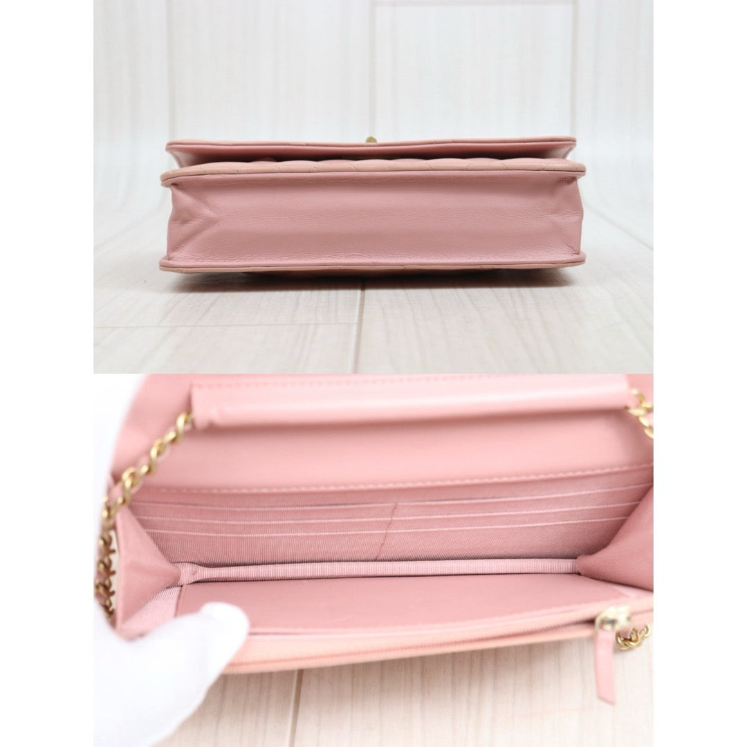 Include Entrupy Certificate of Authenticity｜Very Good ( Rank A)｜ CHANEL Matelasse Chain 2.55  Aged Calfskin WOC Pink Made in 2018Year ｜S26060101