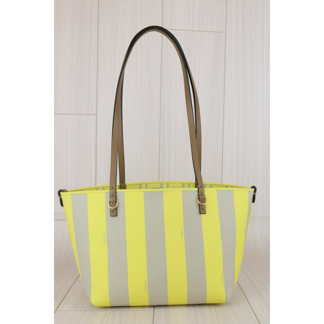 Excellent（Rank SA） ｜ FENDI Roll Canvas Pequin Yellow Tote  Bag ｜X24121825