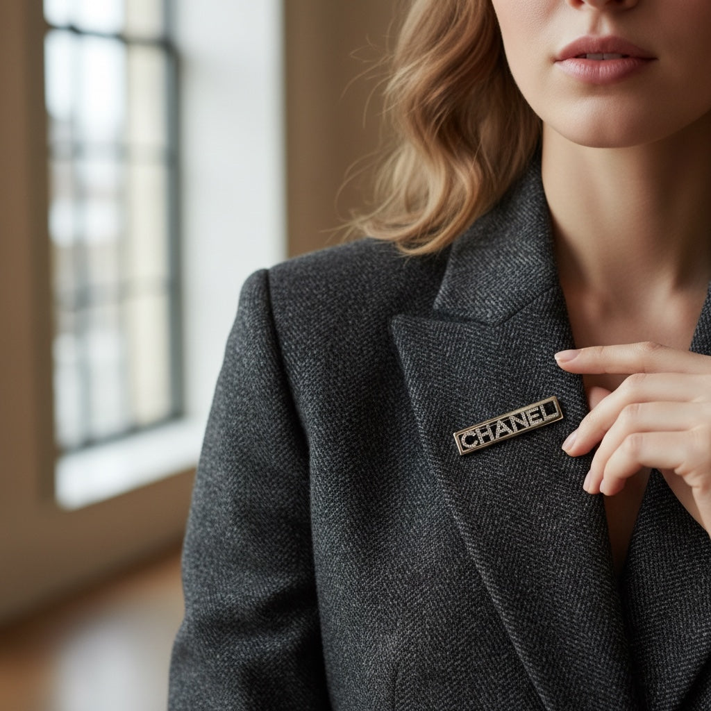 Include Authentic Detective Certificate of Authenticity｜Excellent（Rank SA）｜ CHANEL A23P Logo  Rhinestone  Brooch Made In 2023Year ｜S26031023