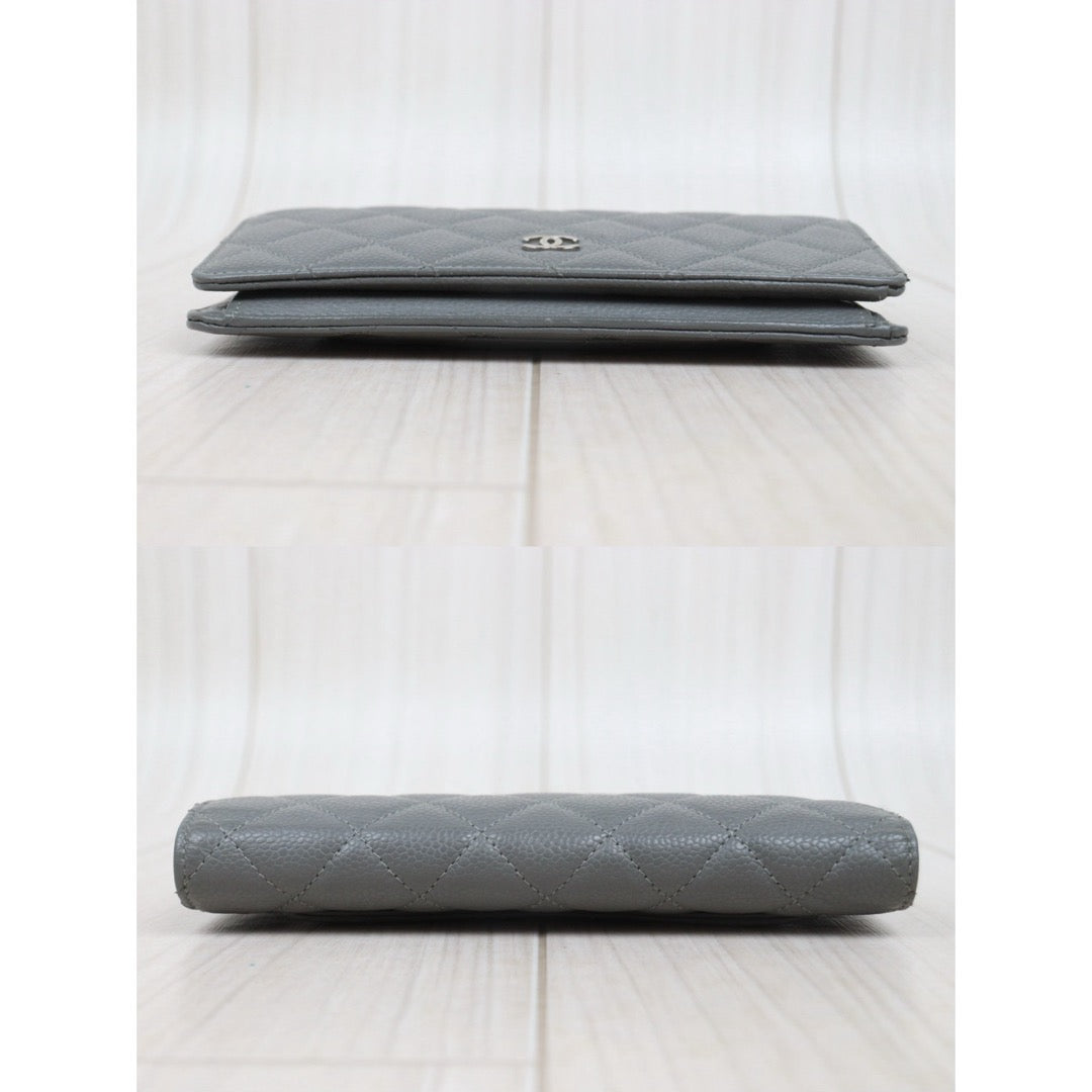 Good ( Rank AB)｜Chanel Caviar Skin Grey Long Wallet Made In 2009-2010Year ｜26010904