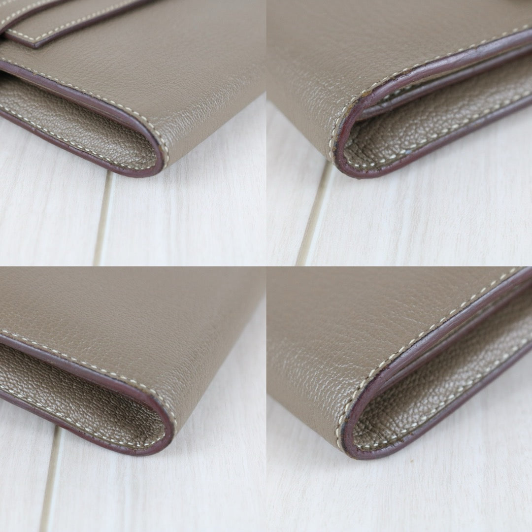 Excellent（Rank SA)｜ HERMES Epson Skin Kelly Wallet Blue Jean □Q Stamp Made In 2013Year｜W25081404