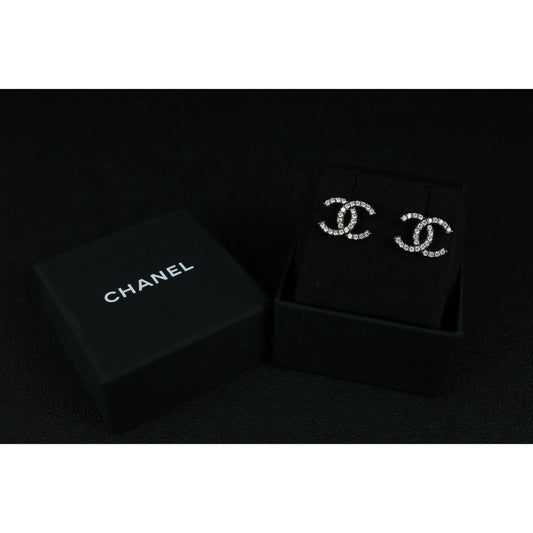 Include Authentic Detective Certificate of Authenticity｜Excellent（Rank SA） ｜ CHANEL A20A Coco Mark Rhinestone Earrings Made In 2000Year ｜S26050714