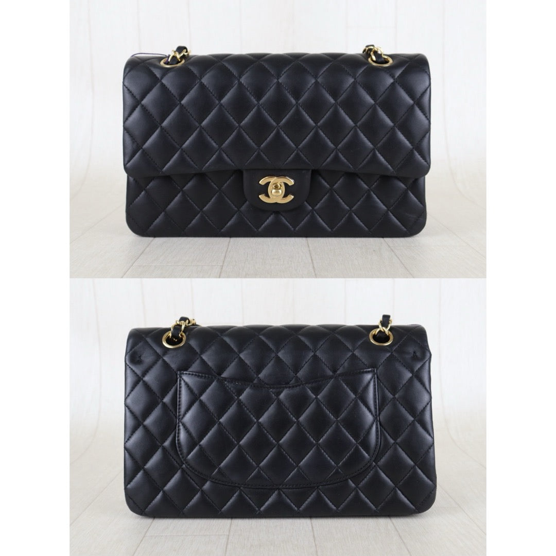 Include Entrupy Certificate of Authenticity｜Very Good ( Rank A)｜ CHANEL Lamb Skin Matrasse Chain Double Flap 25 Shoulder Bag  Black Made In 2017Year｜S26100201