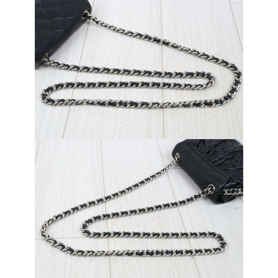 Very Good ( Rank AB)｜ CHANEL Calf Leather Chain Around Cloud Bag Shoulder Bag Black PM Made In 2012-2013Year｜L25111601