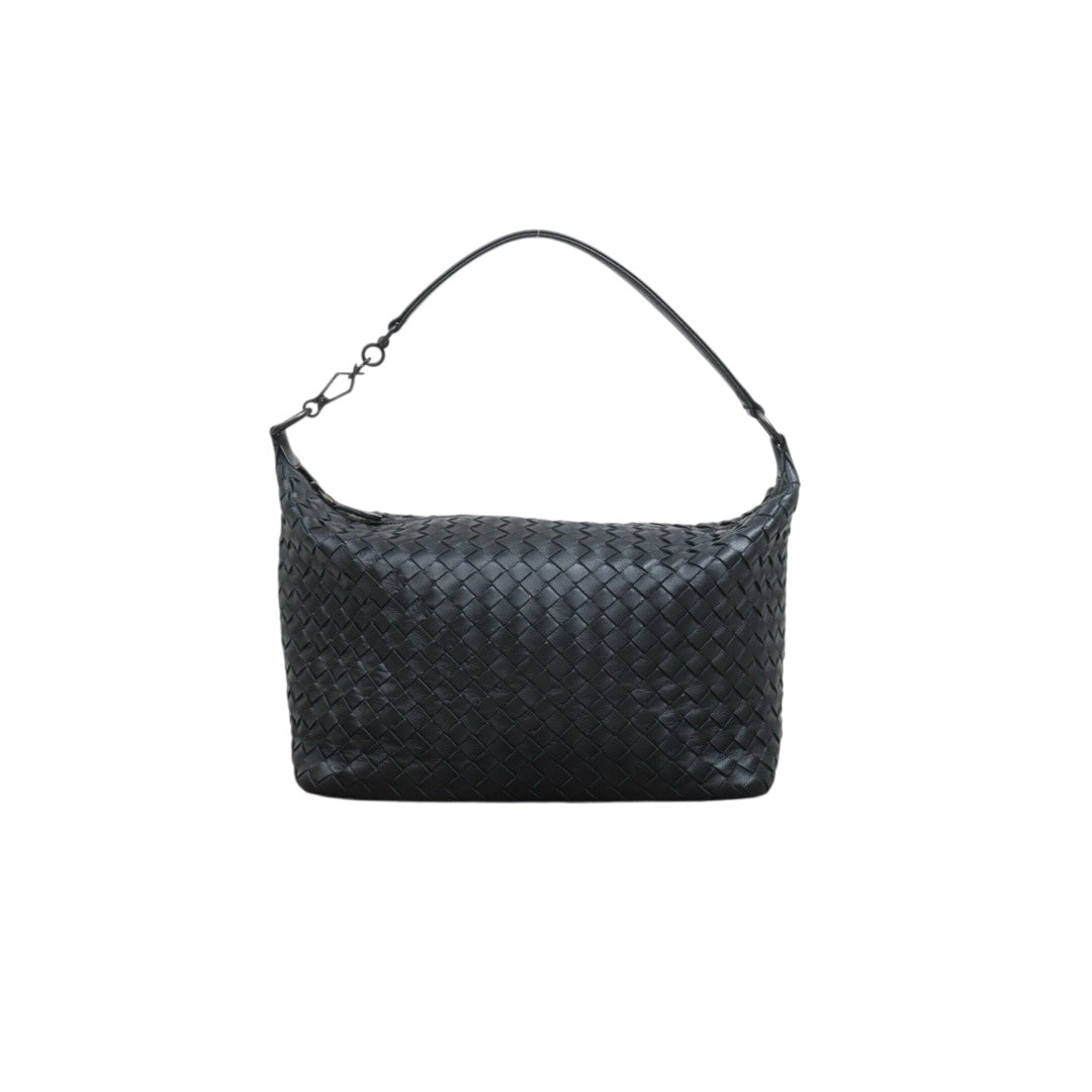 Include Entrupy Certificate of Authenticity｜Good ( Rank AB)｜ Bottega Veneta Lamb Skin  Braid Shoulder Bag Black｜26062910
