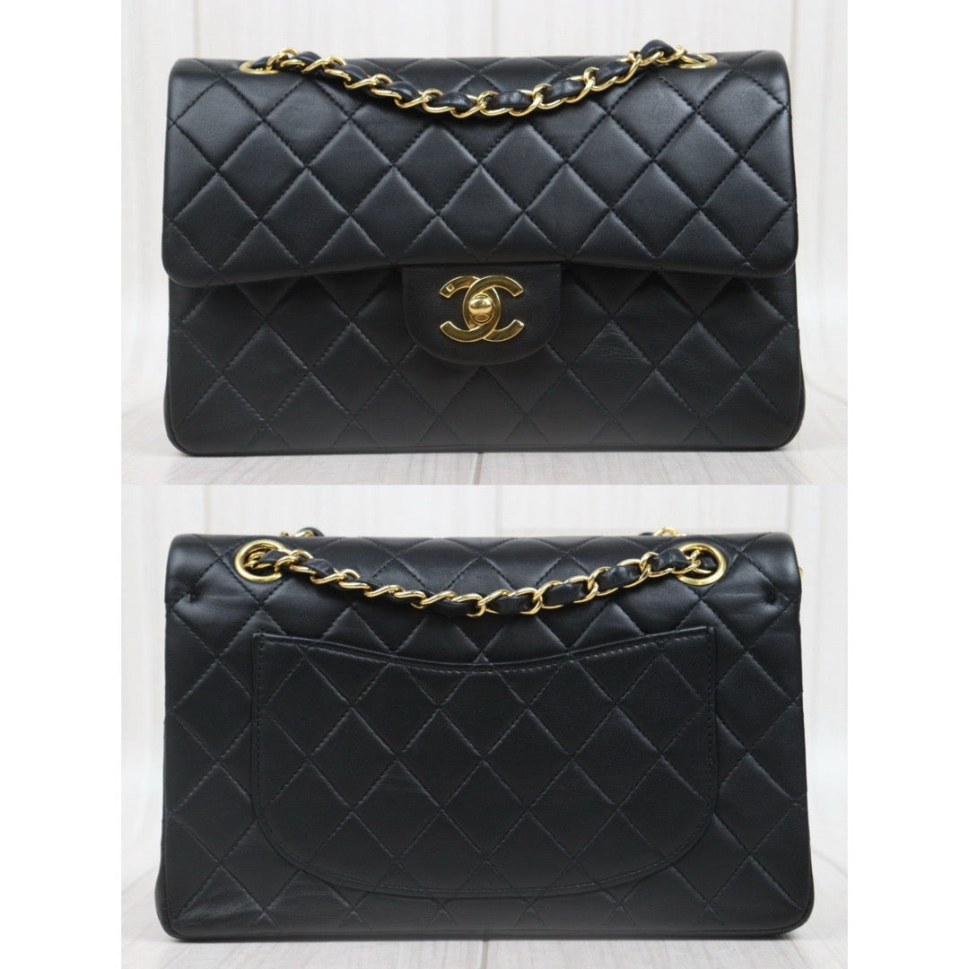 Very Good ( Rank A)｜ CHANEL Lamb Skin Matrasse Double Flap 23 Shoulder Bag  Black Made In 1997-1999Year｜S25072901