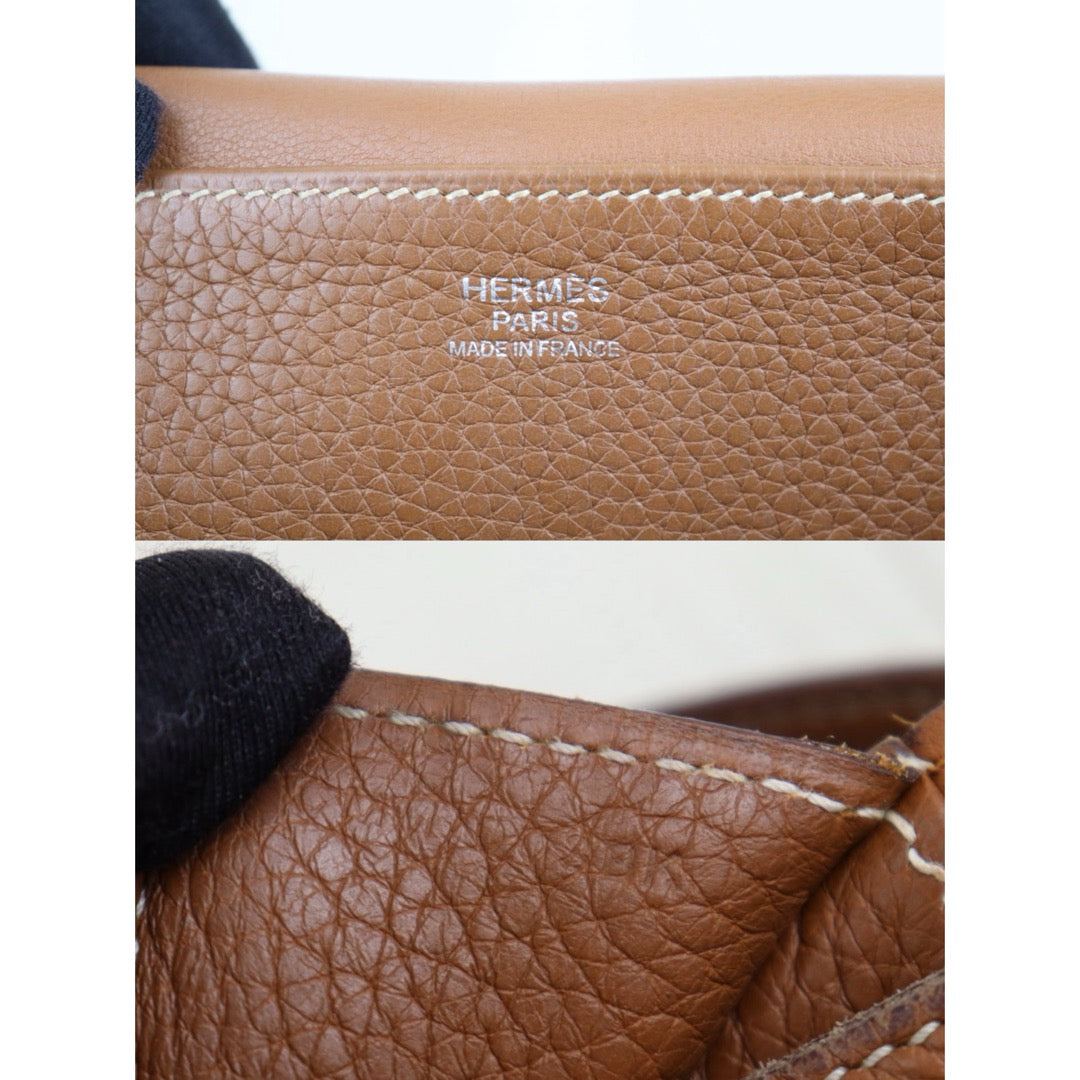 Good ( Rank AB)｜ Hermes Halzan 31 TC Leather Handbag Shoulder Bag Golden Brown C Stamp Made In 2018 Year｜H25081804