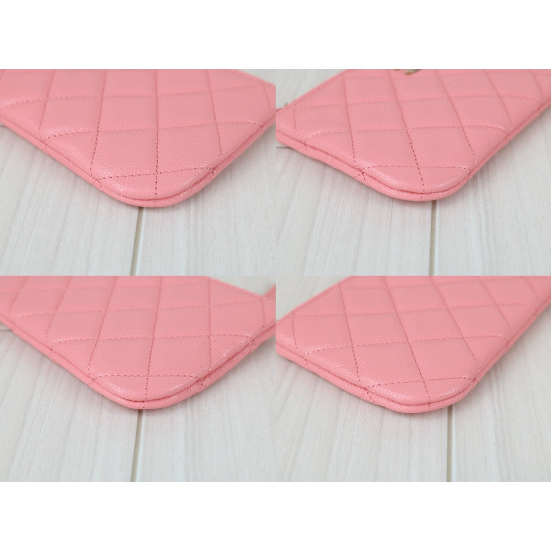 Excellent（Rank SA）｜CHANEL Caviar Skin  Leather Calf Leather Card Holder Pink IC Chips Model｜S25042304