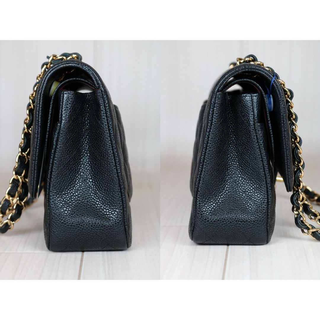 Excellent（Rank SA）｜ CHANEL Caviar Skin Matrasse Double Flap 25 Shoulder Bag Black Made In 2019Year  ｜S24080803