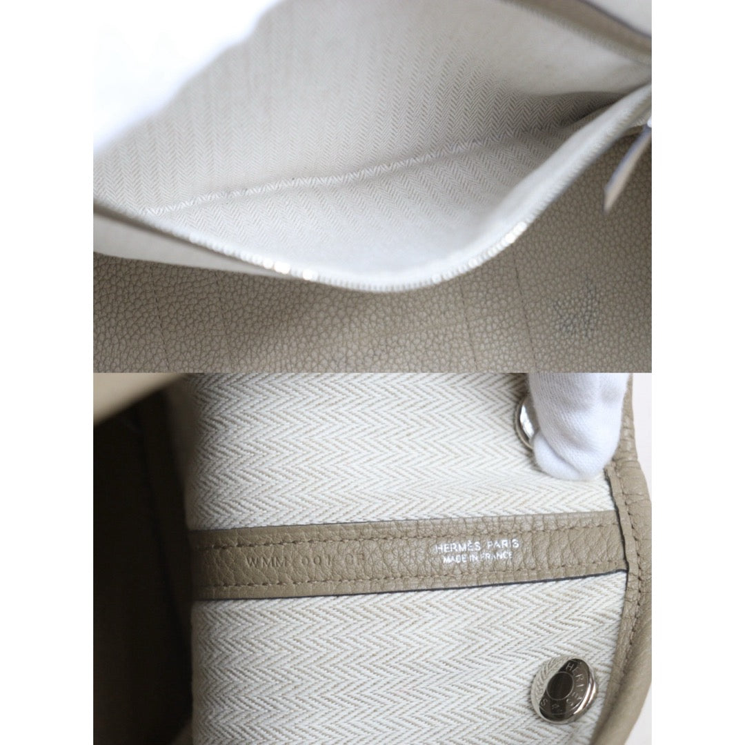 Include Entrupy Certificate of Authenticity｜Very Good ( Rank A)｜ HERMES Negonda Beige Garden Party 30 Handbag W Stamp Made In 2024 Year｜S26080616