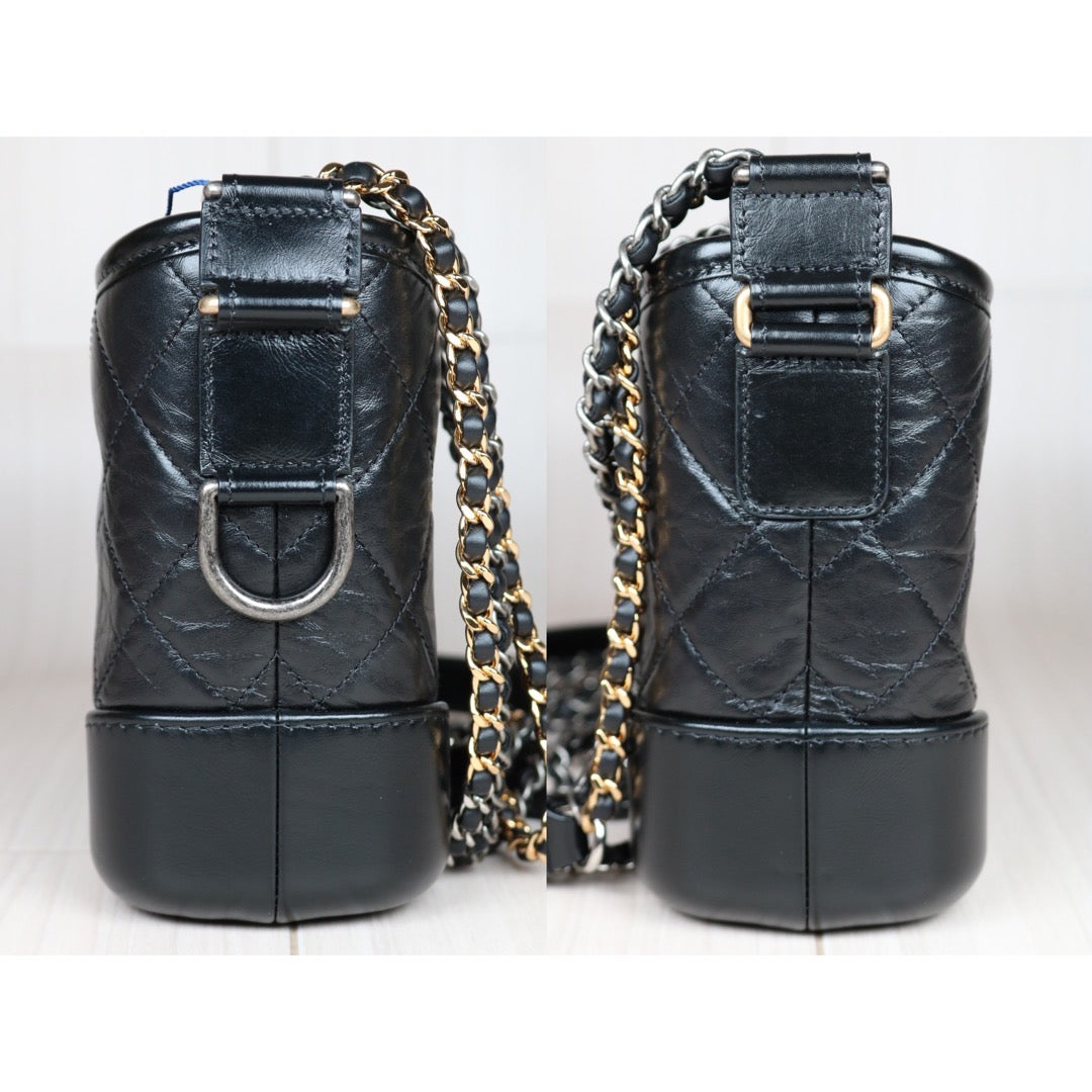 Rank A｜CHANEL Gabrielle Aged Calfskin Small Hobo Bag Shoulder Bag So Black Made in 2018-2019 Year｜S24062601