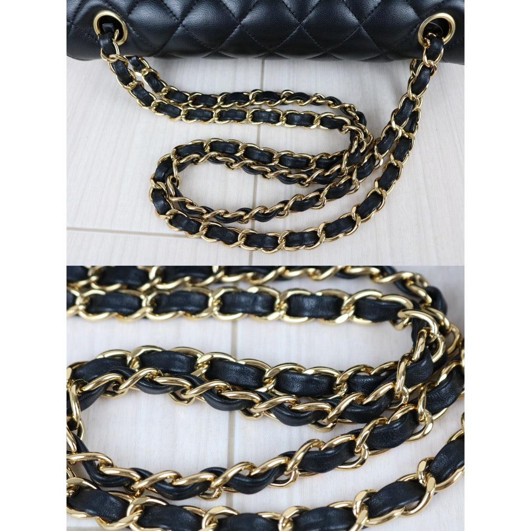Include Entrupy Certificate of Authenticity｜Very Good ( Rank A)｜ CHANEL Lamb Skin Matrasse Chain Double Flap 25 Shoulder Bag  Black Made In 2018-2019Year｜S26101201