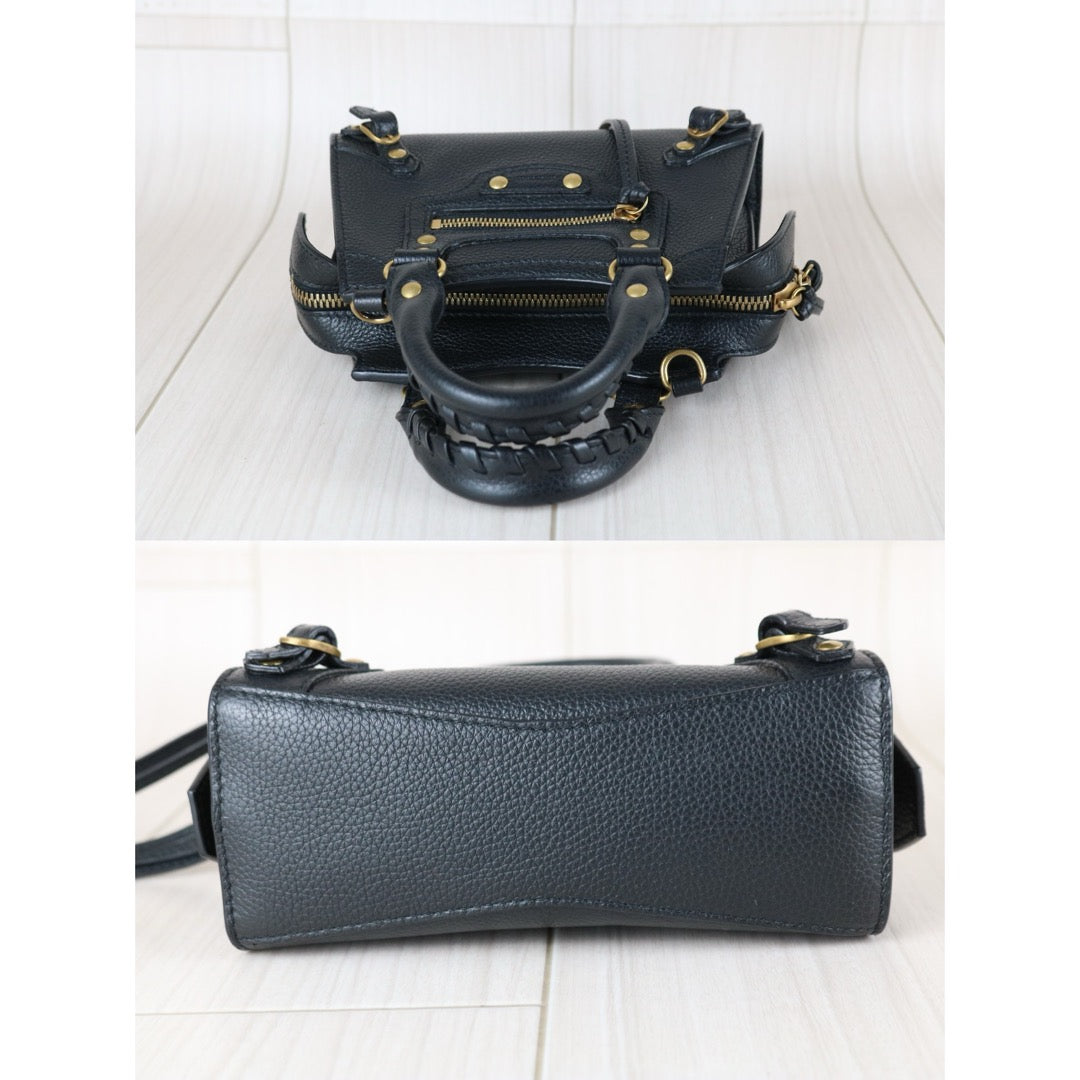 Very Good ( Rank A)｜Balenciaga Calf Leather Mini Neo Classic City Black HandBag Shoulderbag｜S25110331
