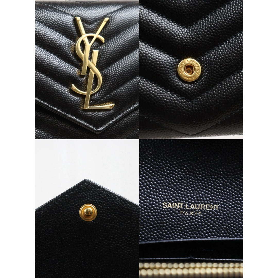 Include Entrupy Certificate of Authenticity｜Excellent（Rank SA）｜  Saint Laurent YSL Caviar Skin Calf Leather Long Wallet Black｜26060401