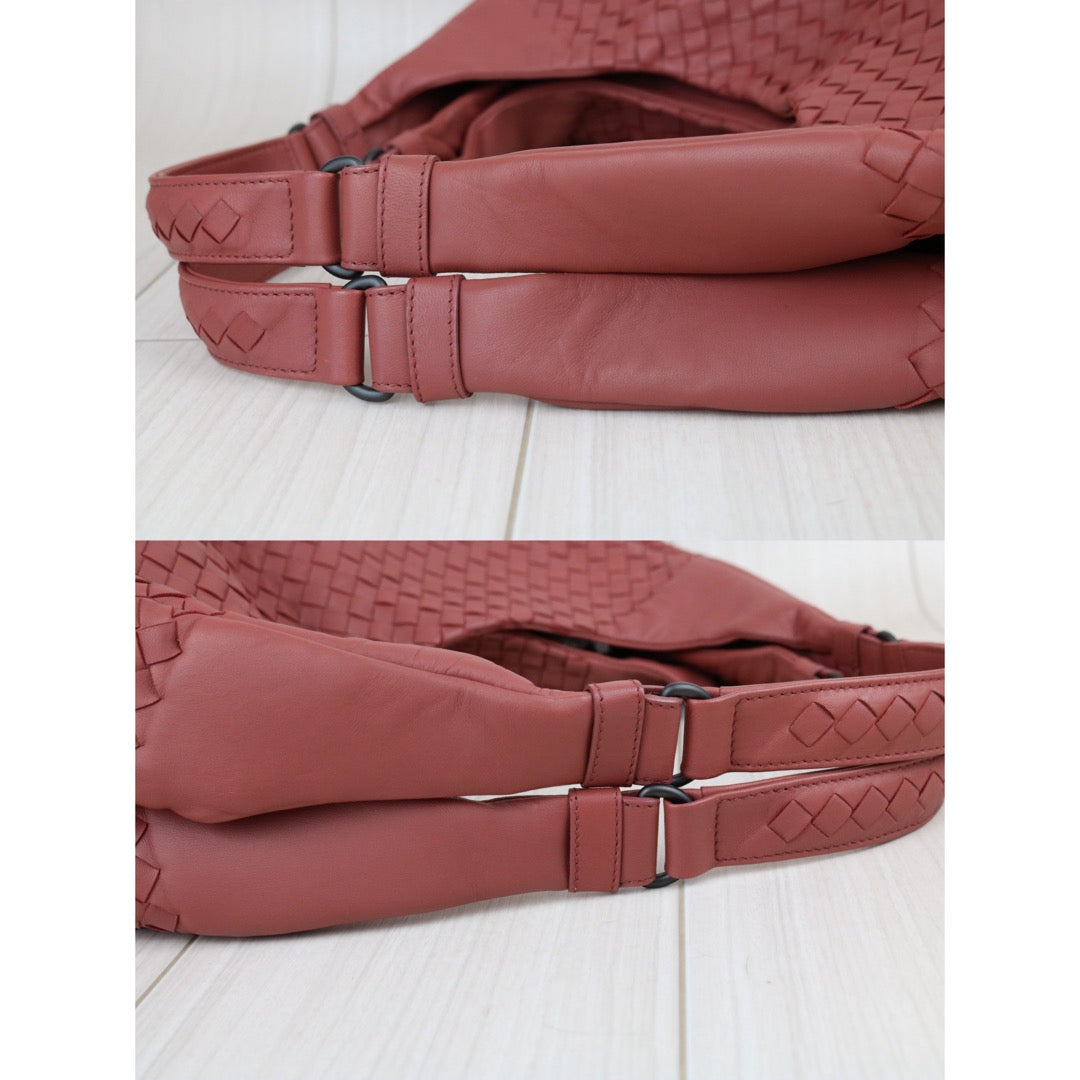 Include Entrupy Certificate of Authenticity｜Very Good ( Rank A)｜ Bottega Veneta Lamb Skin Intrecciato Campana Shoulder Bag  Dusty Rose｜X26091002