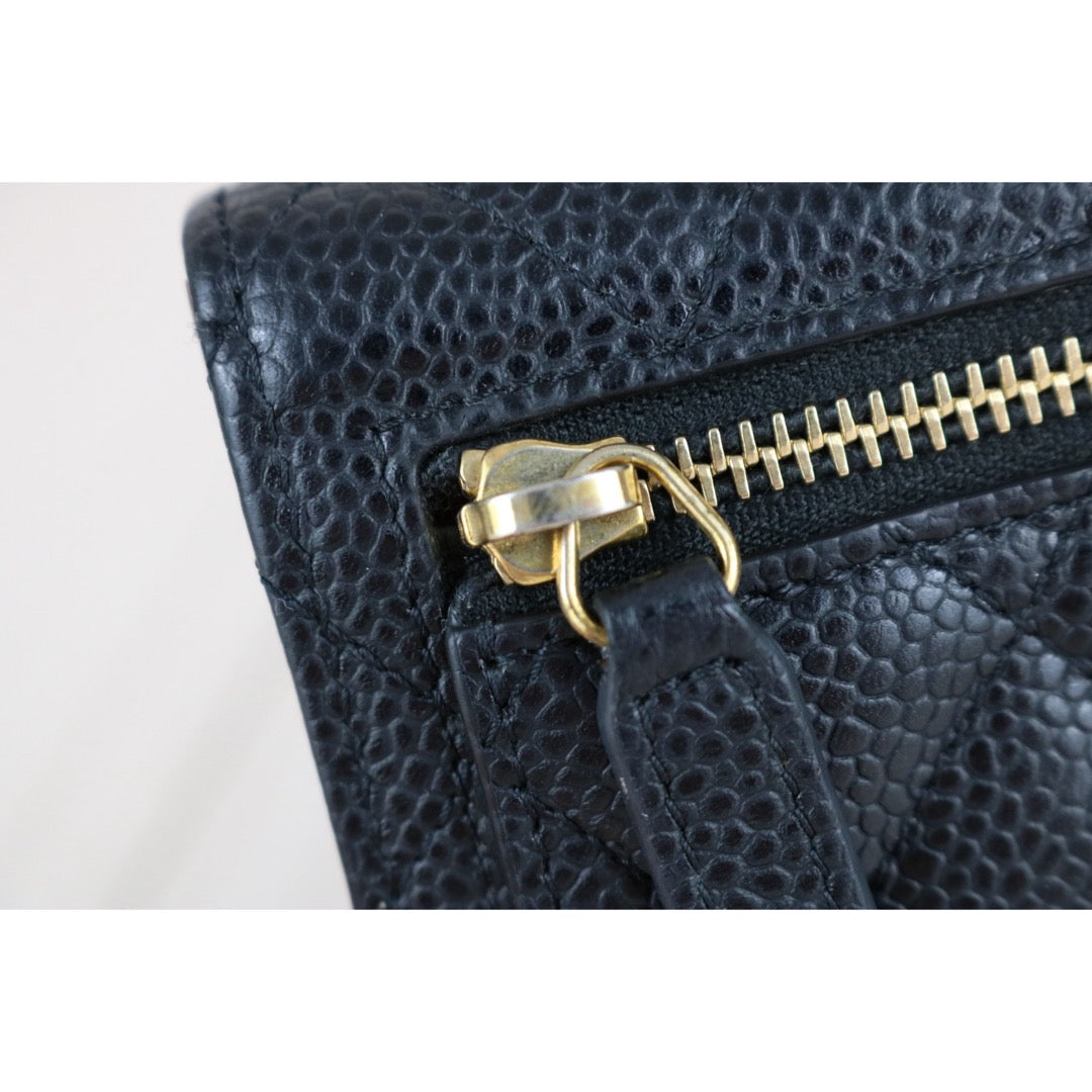 Very Good ( Rank A)｜Chanel Caviar Skin Black Wallet Made In 2019Year ｜X25070607