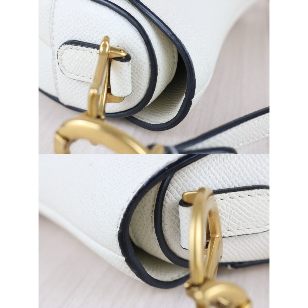 Good ( Rank AB)｜  Dior Calfskin Medium Saddle Bag White   ｜B25041501