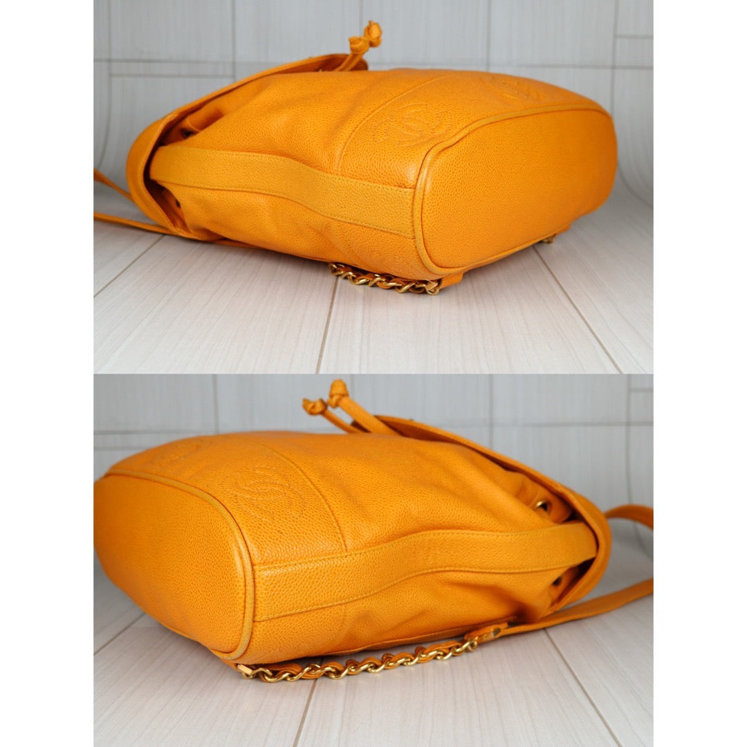 Good ( Rank AB)｜CHANEL Caviar Skin Backpack Orange Made in 1996-1997 Year｜S24060606